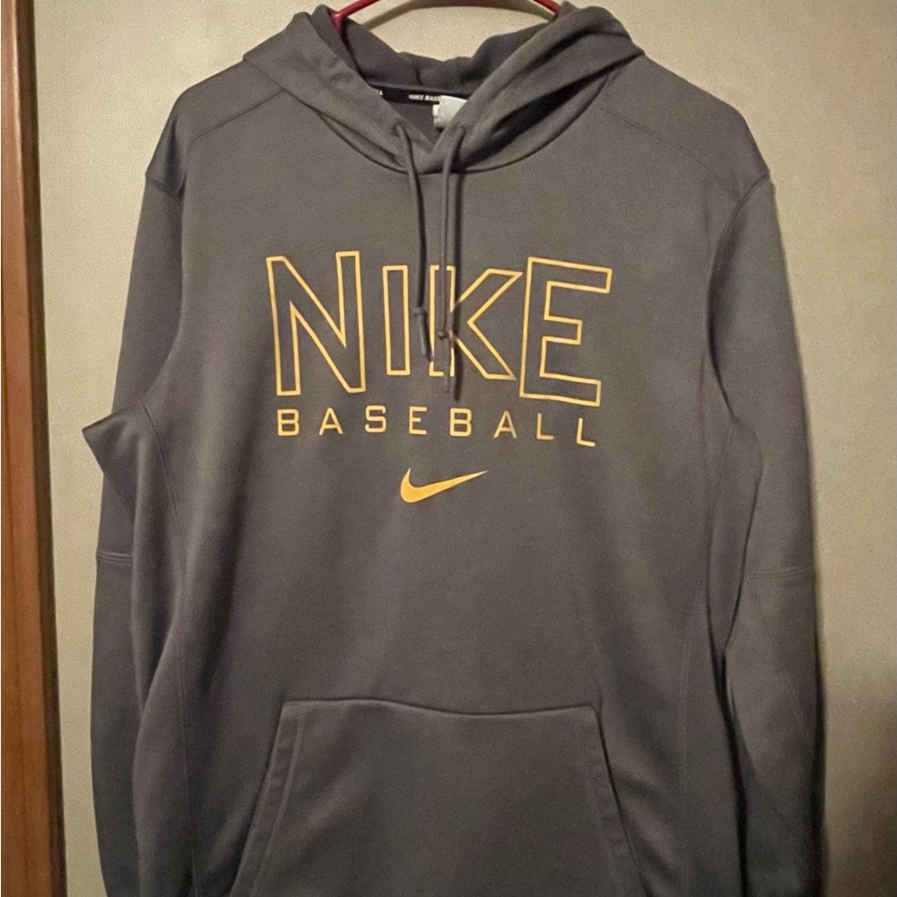 Therma fit steel gray baseball Nike hoodie.